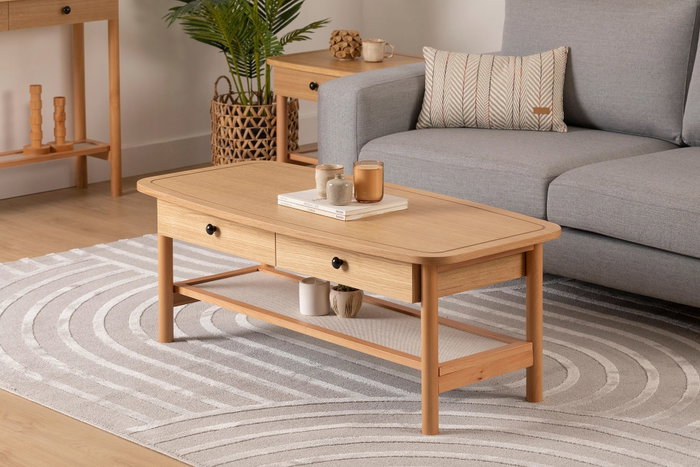 Hanah Home Mesa de Centro Daisy en Colores Naturales y Madera Hanah Home Mesa de Centro Daisy en Colores Naturales y Madera